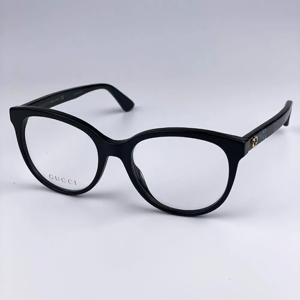 SALE! NEW GUCCI LOGO GG0329O 004 Black Multicolor Round Women Eyeglasses
